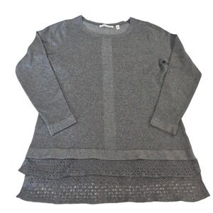 Cyrus Sweater Womens Gray M Tunic Crew Neck Knit Long Sleeve Pullover‎